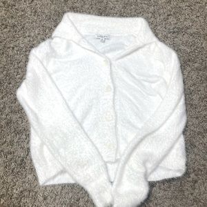 I only wore it once. Size womens medium, color white. No stains, buttons work!!!